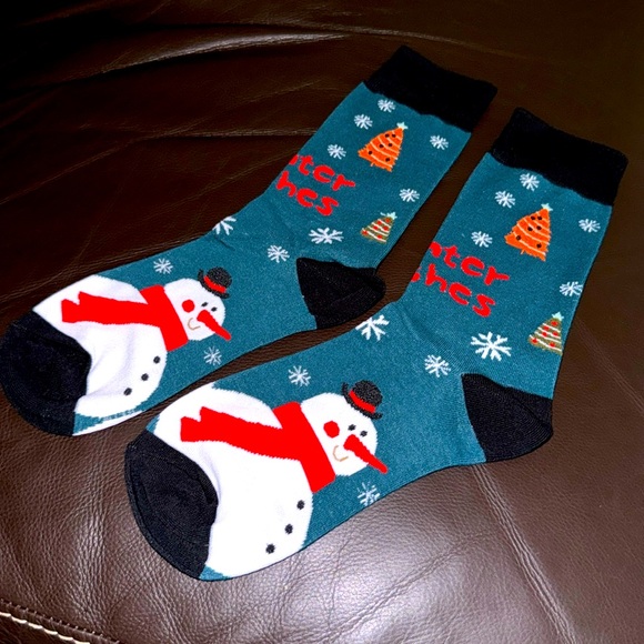 Christmas Socks - Unisex Crew Socks Featuring Smowman, NEW - Picture 5 of 7